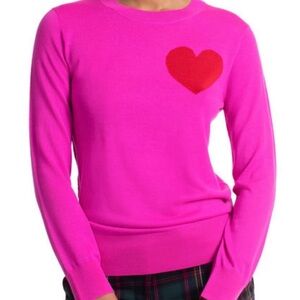 Trina Turk Women’s Sweater Heart XS Long Sleeve Pink Top Valentine Merino Wool